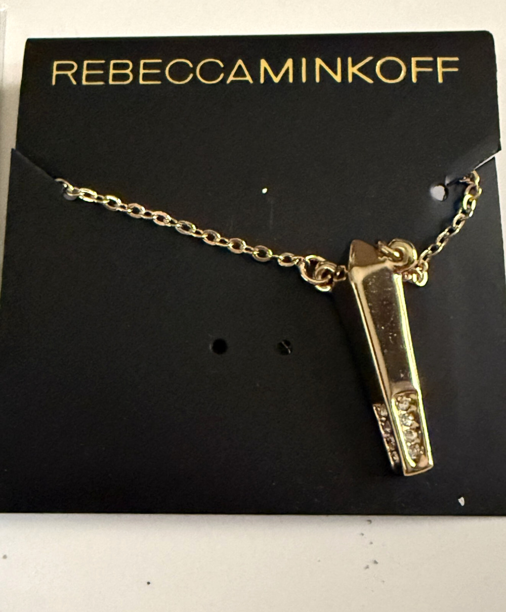 Rebecca Minkoff Cubic Zirconia Necklace 16 - 18 Inch Gold Tone Adjustable NEW